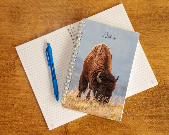 a notebook with a bison on the cover