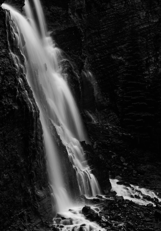 <img src="water.jpg" alt="water plunges over a cliff face in black and white">  height="300" width="300"