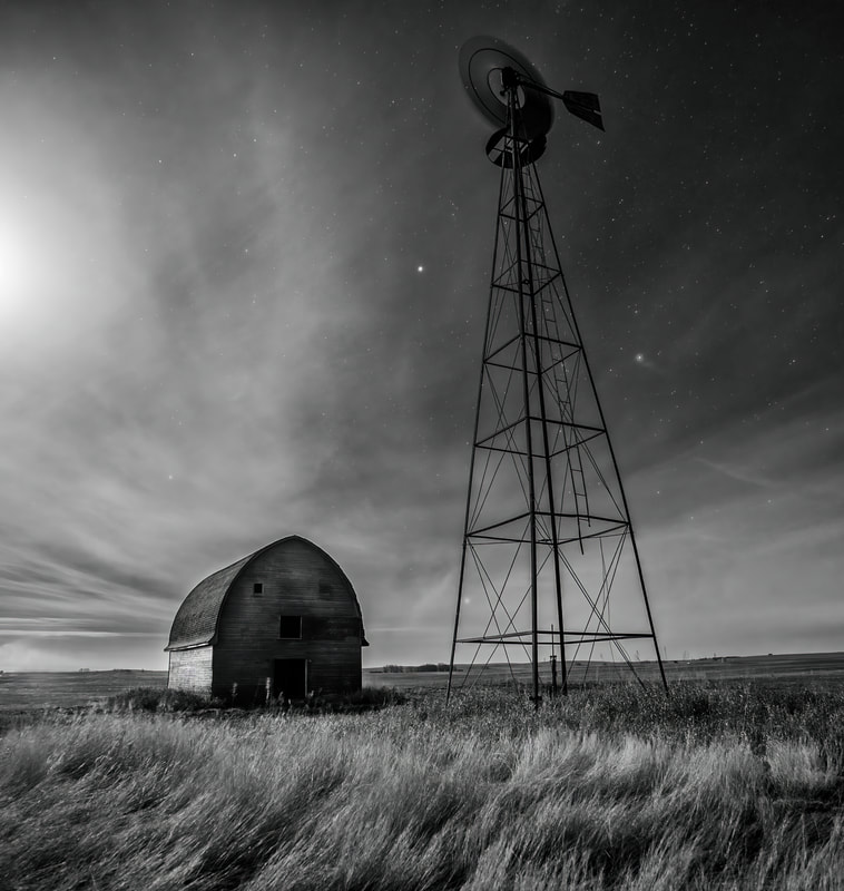 <img src="windmill.jpg" alt="a old barn and windmill stand in a field under the moonlight and stars="300" width="300"