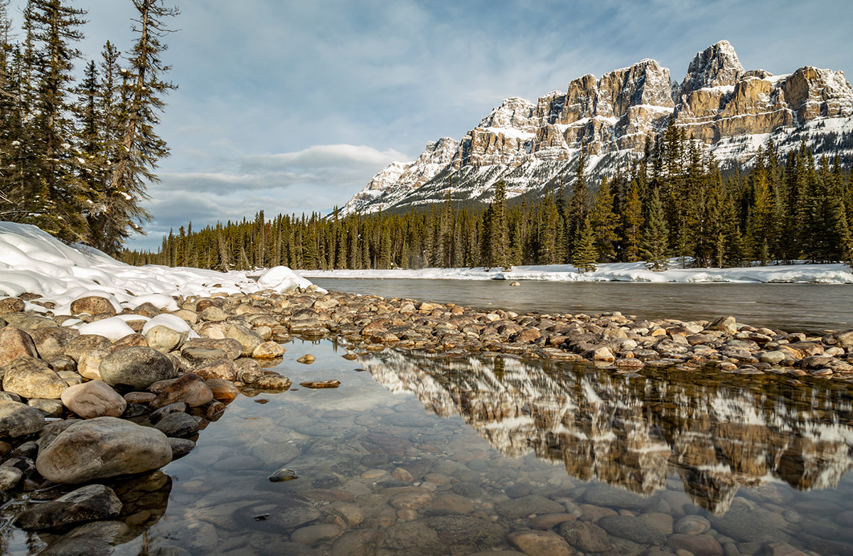 <img src="reflecting.jpg" alt="Castle mountain reflecting beautifully into the Bow river">  height="300" width="300"